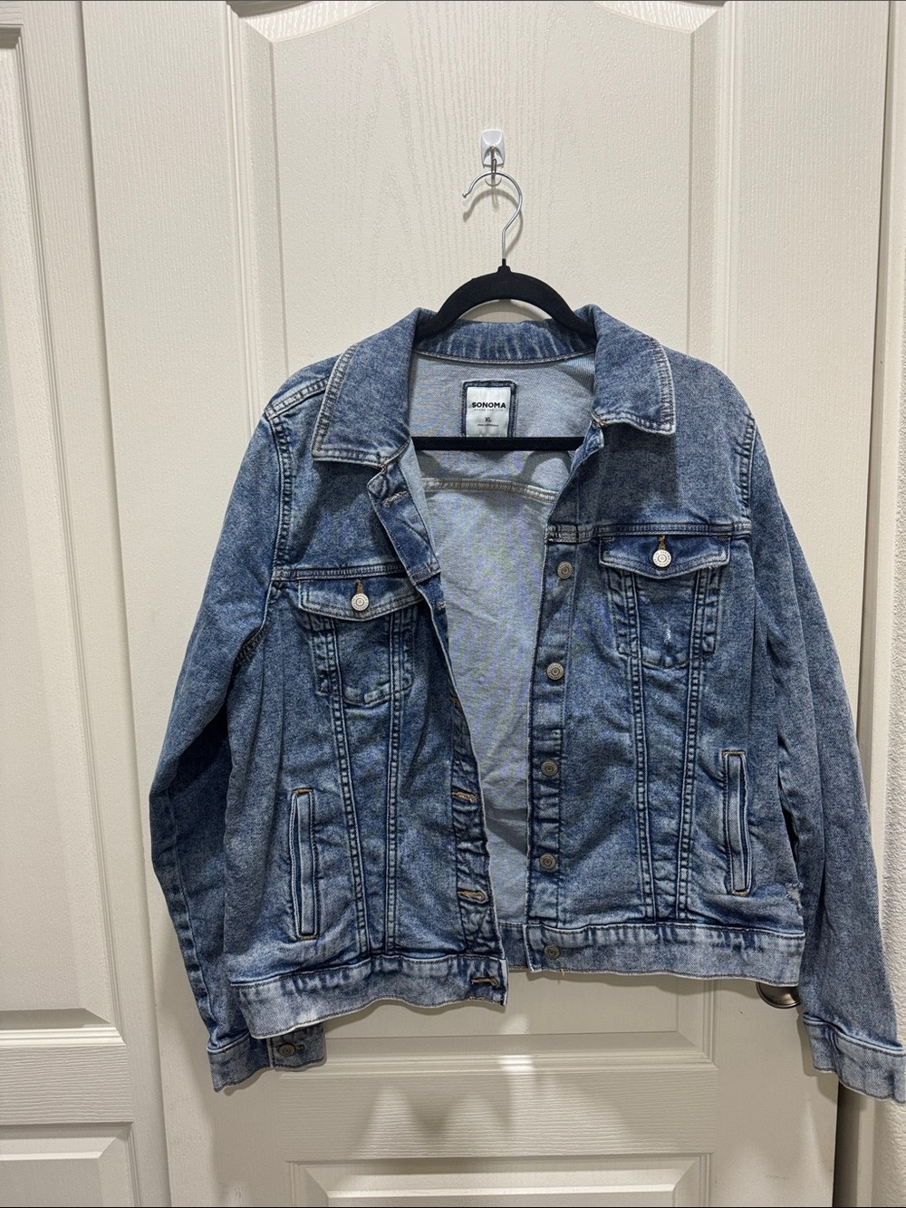 Sonoma Denim Jacket XL Light Wash Distressed Trucker Style
